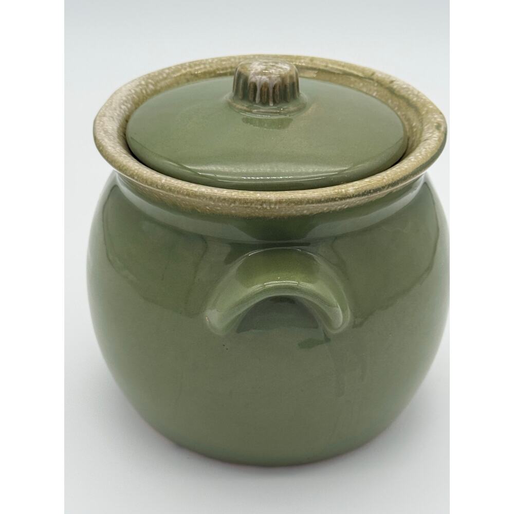 VTG Hull Pottery Avocado Green Drip Glaze Bean Pot Crock w/Lid Oven Proof USA - Picture 11 of 13